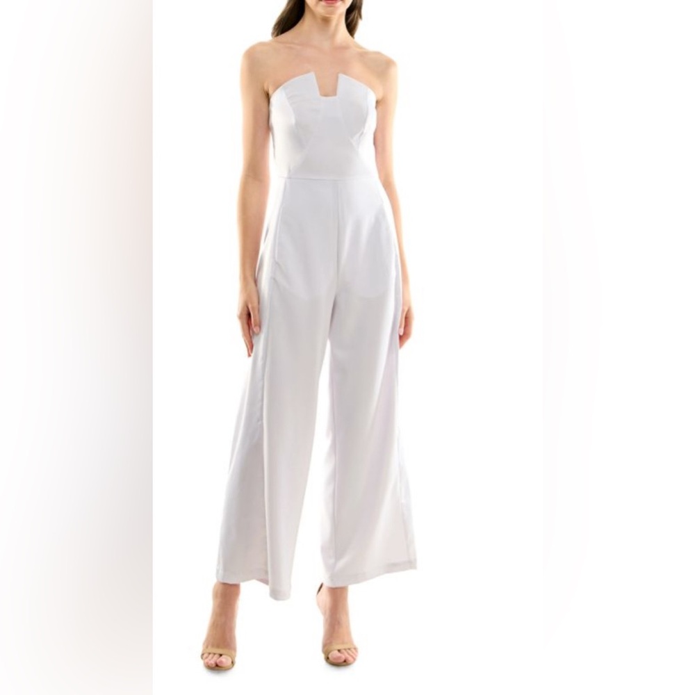 Nicole Miller Tux Wide Leg White Jumpsuit